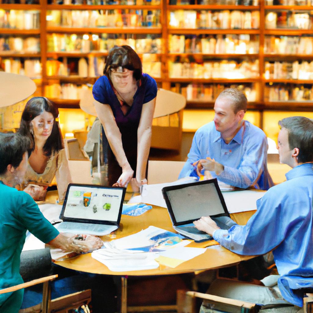 An image of a group of professionals sitting around a round table, deeply engrossed in discussion